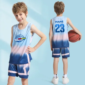 Детская баскетбольная форма, спортивная одежда на открытом воздухе, летний баскетбольный трикотажный костюм для мальчиков, Летняя Детская баскетбольная рубашка, одежда
