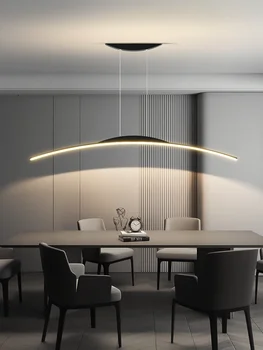 Дизайнерская столовая люстра простой современный скандинавский обеденный стол барная настольная лампа минималистичный светодиодный длинный офисный подвесной светильник