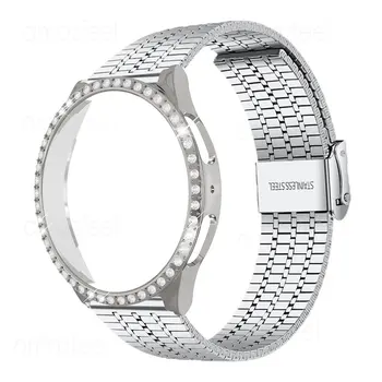 Для Samsung Galaxy Watch 5 4 44 мм 40 мм Ремешок С Бриллиантовым Покрытием Металлический Браслет Для Galaxy Watch 5 44 мм 40 мм Ремешок Для Часов + Чехлы