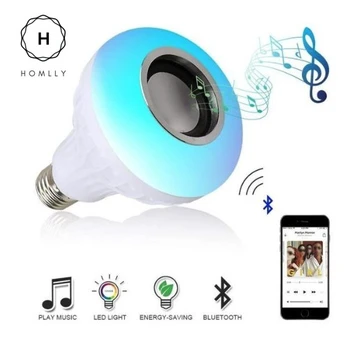 Домашняя светодиодная музыкальная диско-лампочка Bluetooth с пультом дистанционного управления (лампа E27)