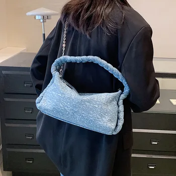Женские сумки с верхней ручкой, сумка на цепочке, вязаная эластичная сумка, сумки для покупок