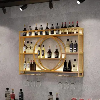 Золотой подвесной шкаф для винного бара, металлическая современная вертикальная коммерческая барная полка, пивной ресторан, украшения для домашнего бара Stojak Na Wino