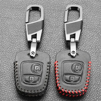 Кожаный Чехол с 2 Кнопками Для Peugeot 107 206 307 207 408 Для Citroen C2 C3 C4 Berlingo Xsara Picasso Для Toyota Aygo Прямой Ключ