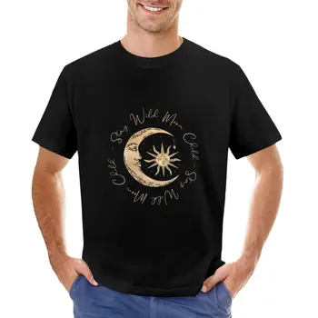 Красивая футболка с изображением Солнца и Луны в стиле бохо для мальчика, футболка с кавайной одеждой для мужчин