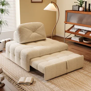 Кремовый одноместный раскладной диван-кровать двойного назначения для маленькой квартиры