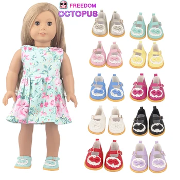 Кукольная обувь, одежда, высококачественные ботинки, обувь с бантом 7 см для американской 18-дюймовой куклы-девочки, милые аксессуары для 43-сантиметровой новорожденной куклы