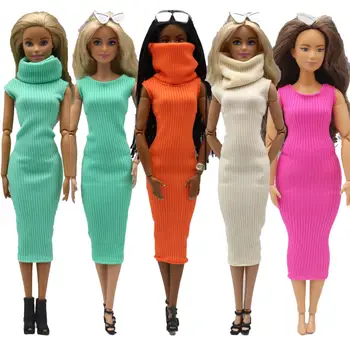 кукольная одежда 30 см, шарф + платье, аксессуары для повседневной носки, одежда для куклы Curvy Barbies