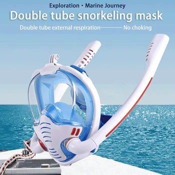 Маска для подводного плавания, силиконовая маска для подводного плавания с двойной трубкой, маска для подводного плавания, очки для подводного дыхания для взрослых