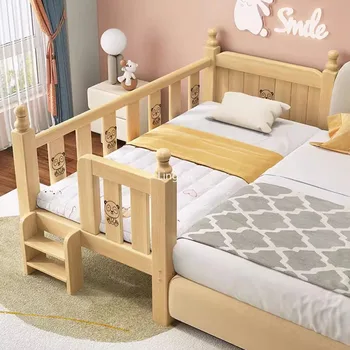 Массив дерева 8 деревянных планок Поддерживают заднюю лестницу для детской кровати, настраиваемые ограждения для детской кровати для малышей, мебель для мальчиков с подсветкой