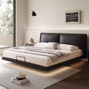 Минималистичные детские кровати в итальянском стиле, плавающие Удобные дизайнерские кровати высокого качества, Черная мебель Cama Casal Nordic
