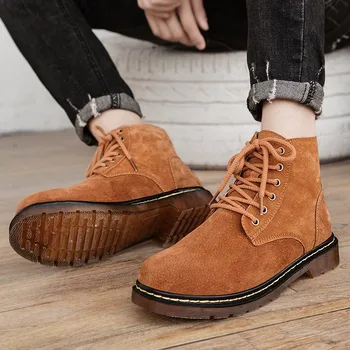 Модные осенне-зимние ботинки, легкая флисовая обувь 48 плюс, мужские простые универсальные рабочие ботинки botines hombres casuales D18