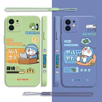 Мультяшный Чехол для телефона Doraemon Samsung A53 A50 A12 A52 A52S A51 A72 A71 A73 A81 A91 A32 A22 A20 A30 A21S 4G 5G с ремешком на руку