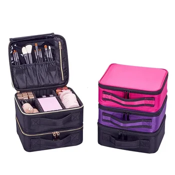 Нейлоновая косметичка, двухслойная дизайнерская сумочка, маникюрная сумочка с ручкой, профессиональный футляр для ногтей, косметический органайзер.