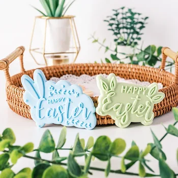 Новая форма для печенья Happy Easter Blessing Английская фраза Формы для печенья с помадкой, Украшения торта, Инструменты для выпечки, Резак для печенья с кроликом, сделай сам,
