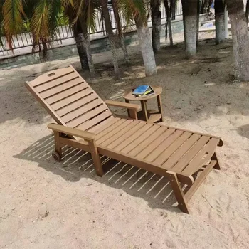 Новый полностью пластиковый деревянный шезлонг на открытом воздухе lounger для бассейна, сада, парка, уличной мебели, пляжного кресла PS wood