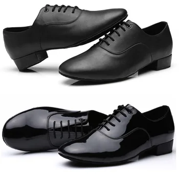 Новый стиль 2017, горячая распродажа, мужские туфли для латиноамериканских танцев черного цвета, мужские танцевальные туфли на низком каблуке, современные туфли для бального танго