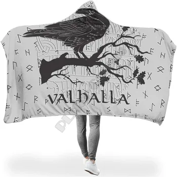 Одеяло с капюшоном с татуировкой Викинга, 3D-принтом, уютное мягкое одеяло для взрослых женщин и мужчин, пригодные для носки одеяла 01