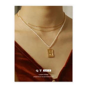 Ожерелье с Подвеской из Натурального Жемчуга в стиле Барокко для Женской Моды, Легкая Роскошь, Индивидуализация, Преувеличенный Темперамент, Чувство дизайна