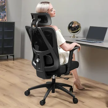 Офисное кресло, компьютерный стол с губчатой поясничной поддержкой, Удобная толстая подушка, стул с высокой спинкой и
