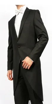 Официальная мода Terno Masculino Custume Homme Высокого качества (JacketPantTieVest), 3 предмета, Остроконечный Лацкан, Черный Жилет на одной пуговице, Белый Галстук