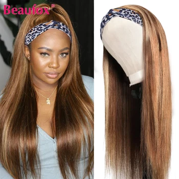 Парик-повязка Beaufox с прямой подсветкой, парики из человеческих волос Для женщин, парики из человеческих волос коричневого цвета, парики из бразильских волос Remy Ombre