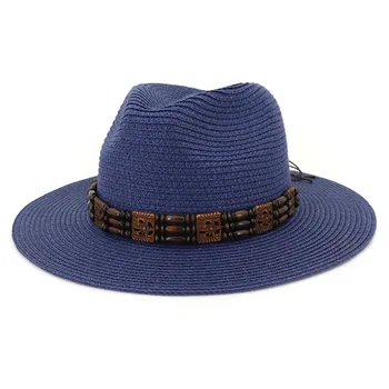 Пляжная мужская Женская шляпа с солнцезащитным козырьком, летняя бумажная соломенная шляпа, модная повседневная Панама, пляжная фетровая шляпа с широкими полями, солнцезащитные шляпы для женщин