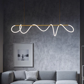 Подвесной светильник в скандинавском минималистском стиле с линейным кольцом, современные светодиодные заметки, подвесная лампа в стиле ЛОФТ, столовая, гостиная, светильники для домашнего декора.