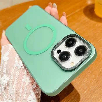 Прозрачный неоновый матовый магнитный чехол для Magsafe Mint Case для iPhone 15 14 13 12 11 Pro Plus Max с беспроводной зарядкой, матовый тонкий чехол
