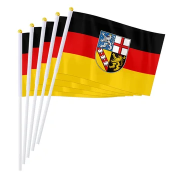 ПТЕРОЗАВР 14x21 см Германия Саар Ручной Флаг, Флаги Немецкого Региона Саар Ручной Маленький Развевающийся Флаг Декор Подарки, 50/100 шт.