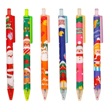 Рождественская гелевая ручка 10шт, мультяшная выдвижная гелевая ручка, забавная ручка для письма, игровая награда для детей, угощения для рождественской вечеринки