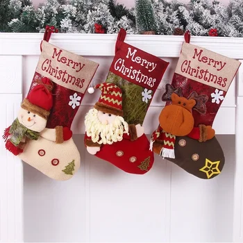 Рождественские украшения, разнообразные рождественские чулки с героями мультфильмов, подарочные носки в виде пакетов с конфетами, креативные украшения для рождественской елки