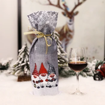 Рождественские украшения Санта-Клаус, сумки для бутылок, блестки, снеговик, держатели для шампанского, Рождественские украшения для дома, новинка 2023 года