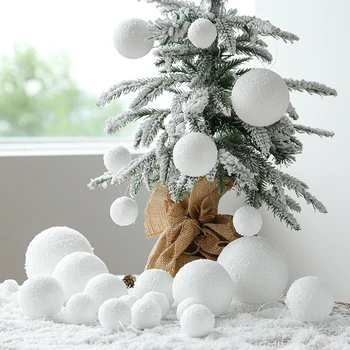 Рождественские шары из белой пены, украшения для Рождественской елки, Подвесной шар, Праздничная Новогодняя Свадебная вечеринка, Товары для украшения дома