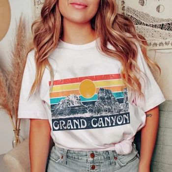 Рубашка Grand Canyon, 100% хлопок, рубашка с вестерн-графическими флюидами Пустыни, женская обычная футболка с круглым вырезом, футболка