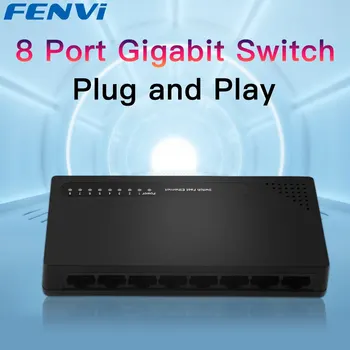 Сетевой коммутатор FENVI Gigabit Swicth Ethernet 8 Портов 1000 Мбит/с RJ45 Hub Интернет-разветвитель Ethernet Smart Switch Подключи и играй