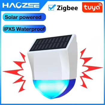 Сигнализация Tuya Smart Zigbee Siren Водонепроницаемая для улицы с питанием от солнечной энергии и USB Дополнительный пульт дистанционного управления на 95 дБ