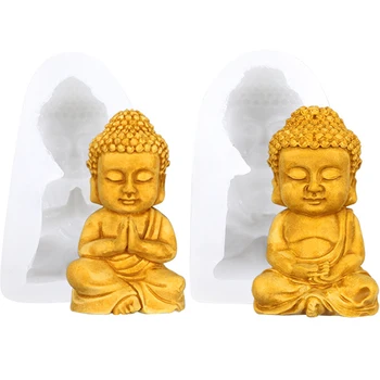 Силиконовая форма для свечи Будды своими руками, 3D Форма для Будды из гипса, мыла, цемента, смолы, изготовление подарков для фестиваля, Принадлежности для производства церковных свечей.