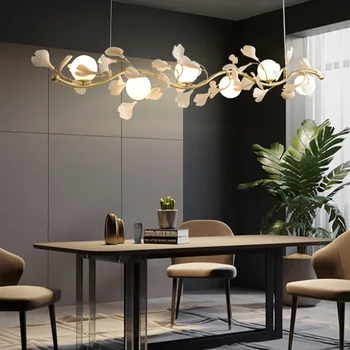 Современная дизайнерская люстра для столовой с люстрой в скандинавском стиле и цветами, подвесная лампа для дома внутри помещения