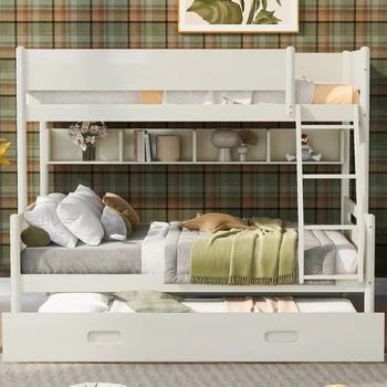 Современный дизайн, простая кровать-чердак для спальни, детская двухъярусная кровать, односпальная маленькая кровать с ограждением от падения, маленькая семейная кровать, трехэтажная кровать