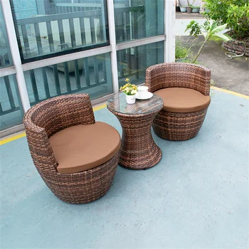 Стол и стулья для патио в скандинавском стиле, Креативная Уличная мебель из ротанга для отдыха в саду, Водонепроницаемые Солнцезащитные стулья из ротанга Z