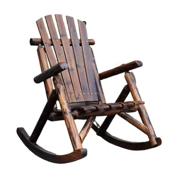 Уличная мебель Деревянное кресло-качалка в деревенском американском стиле Кантри Под Старину, Винтажное Кресло-качалка для взрослых В большом саду, кресло-качалка