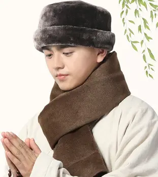 Унисекс Зимняя теплая Шапка буддизма Буддийский шаолиньский монах кунг-фу шляпа дзен медитация лежал шарф