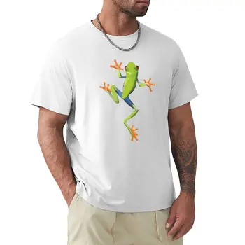 Футболка с зеленой древесной лягушкой, летние хлопковые футболки для тяжеловесов, мужские футболки из хлопка