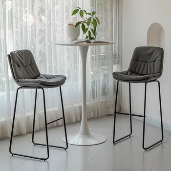 Черный Стильный Барный стул для отдыха С современной простой кожаной металлической спинкой Дизайнерский Скандинавский стул Удобная Мебель Taburete Alto