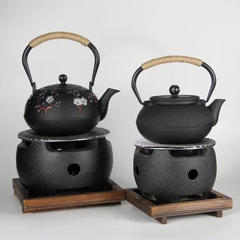 Чугунный горшок ручной работы в японском стиле, угольная плита, спиртовая плита, набор для заваривания чая, кипячение чая, теплая чайная плита