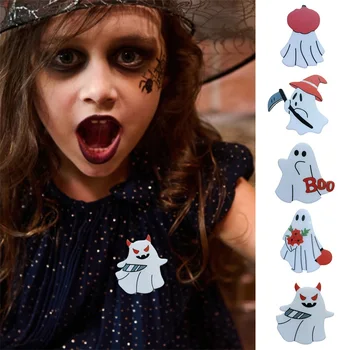 Эмалевая булавка на Хэллоуин, серп/Буква/Цветок, призрачные булавки ужасов, готические значки для детского пальто, шляпы