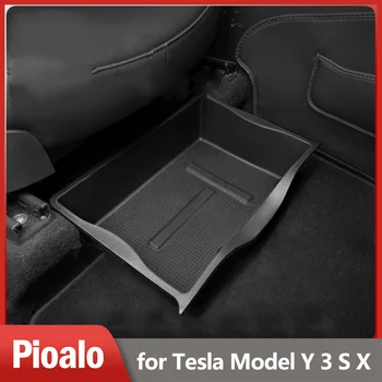 Ящик-органайзер для хранения под сиденьем для Tesla Model Y 2020-2023, ABS Водонепроницаемый, скрытый лоток Спереди, под сиденьем, корзина для хранения