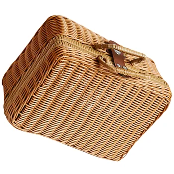 Ящики для хранения с крышками, имитирующими ротанговый чемодан, Плетеная ретро-корзина, плетеная корзина для пикника